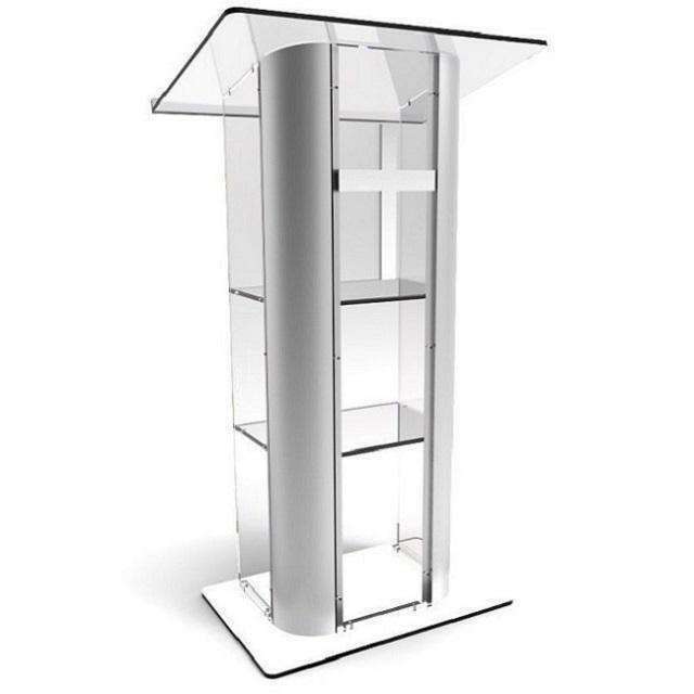 Acrylic Pulpit with Brushed Metal Accents