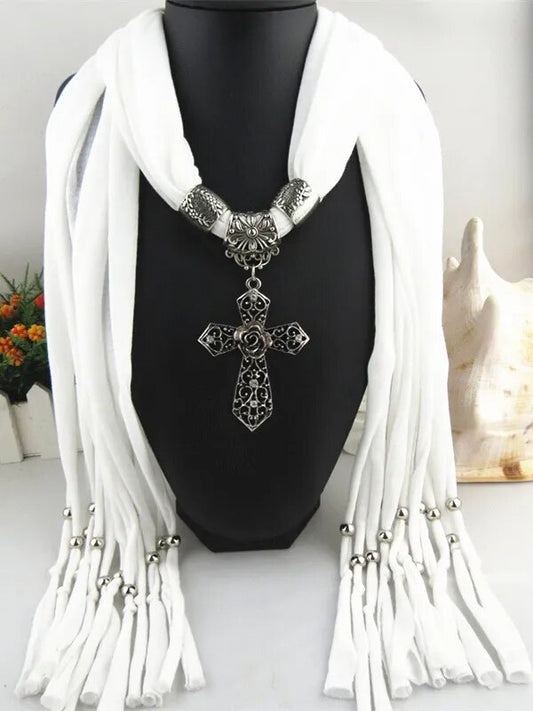 Two In One Christian cross scarf necklaces, In God's Service Store