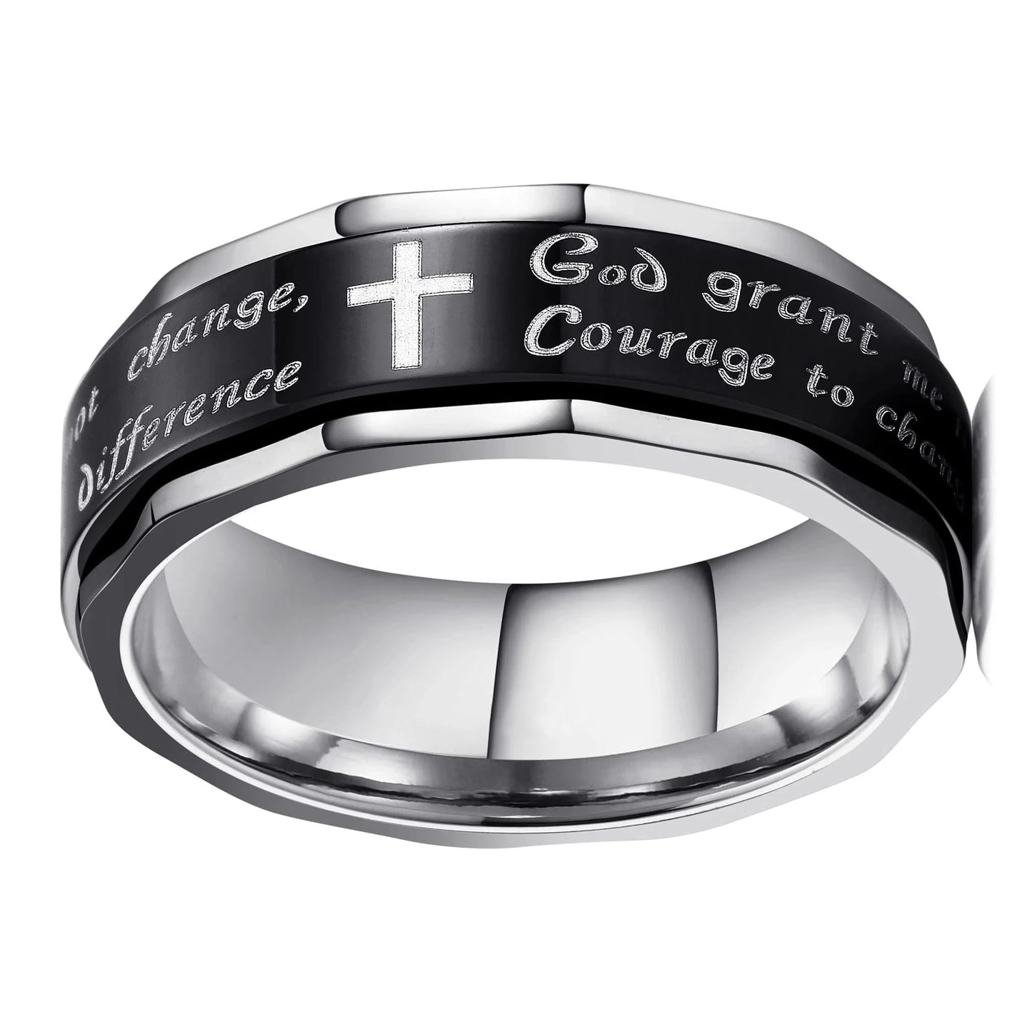 Serenity Prayer Cross Spinner Rings, In God's Service Store