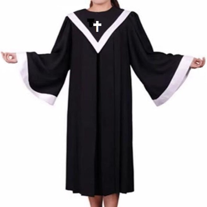 Christian Cross Church Choir Robes in Black