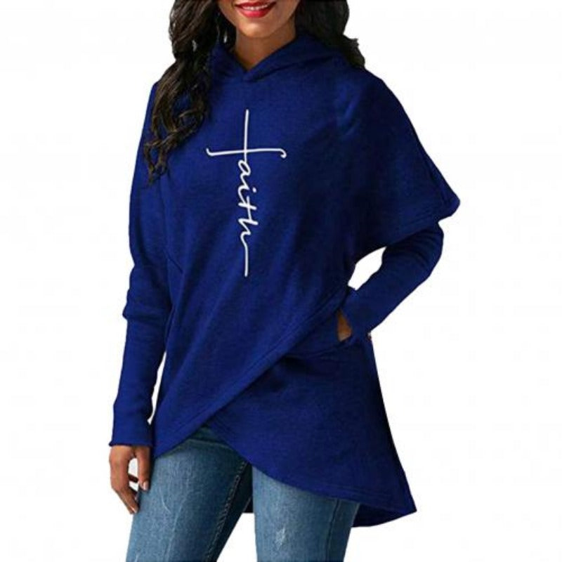 Faith Print Hooded Fashion Sweatshirts For Women, In God's Service Store