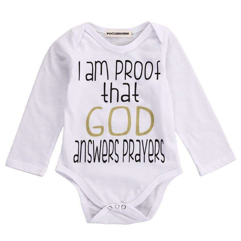 Adorable Baby's God Answers Prayers Long Sleeve Onesies