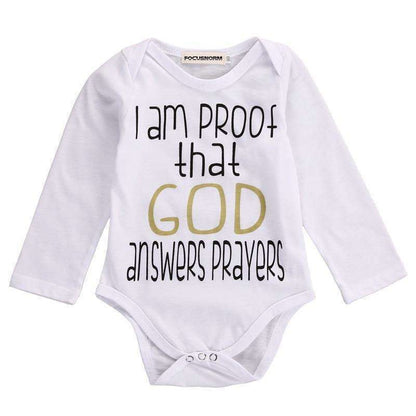 Adorable Baby's God Answers Prayers Long Sleeve Onesies