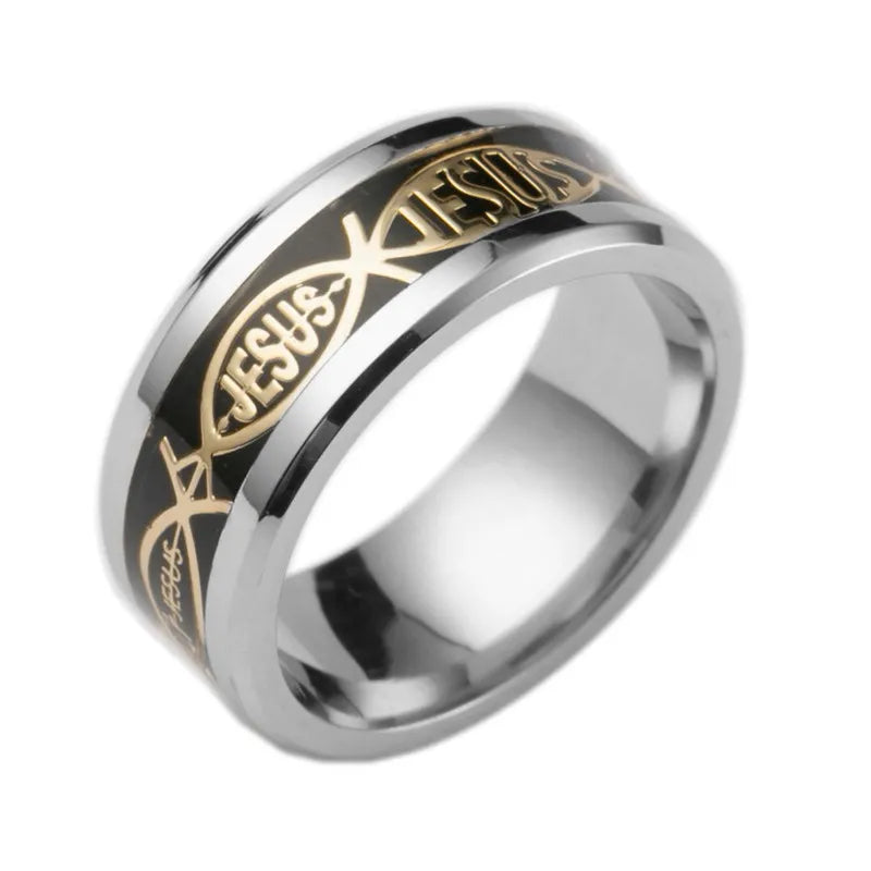 Christian Jesus Fish Ring, In God's Service Store