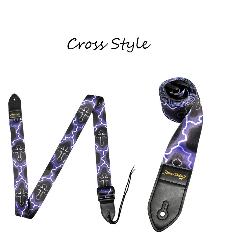 Inspirational Lightning Cross and Multi Print Guitar Straps,In God's Service Store