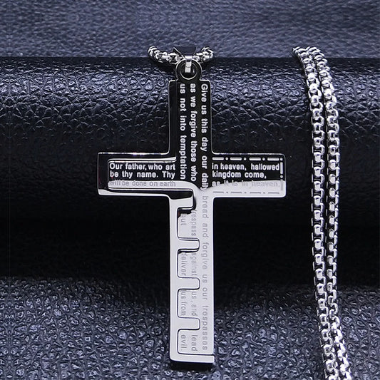Christian Cross Lord's Prayer Pendant Necklaces, In God's Service Store