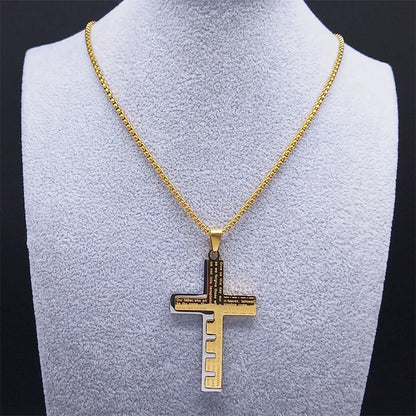 Christian Cross Lord's Prayer Pendant Necklaces