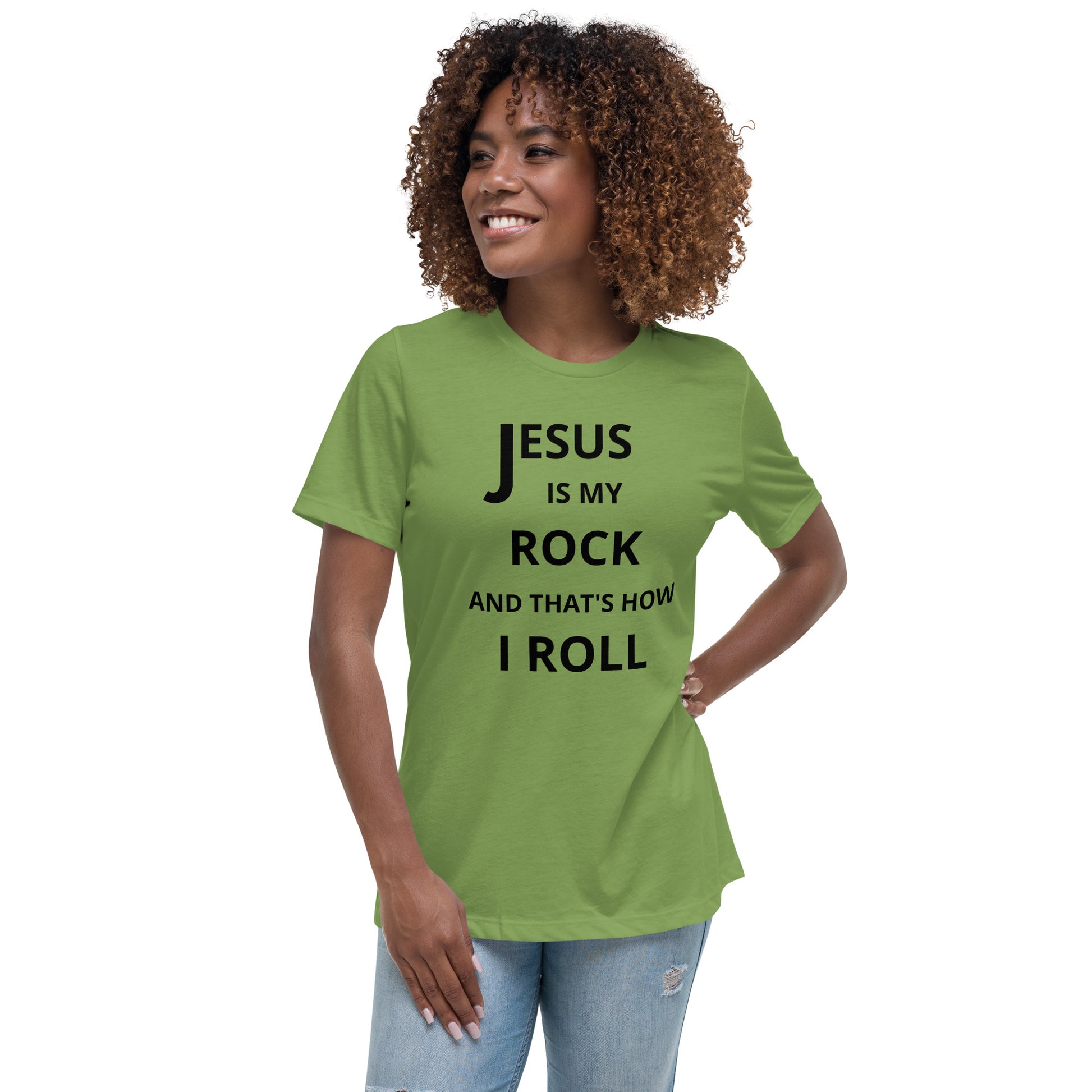 Christian Print Jesus Is My Rock Women's T-shirt, In God's Service Store