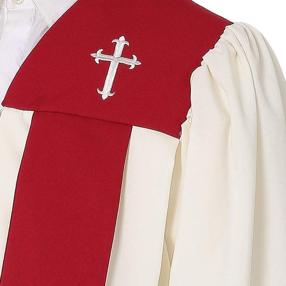 Choir Robe with Cross Embroidered Hanging Stole for Men and Women