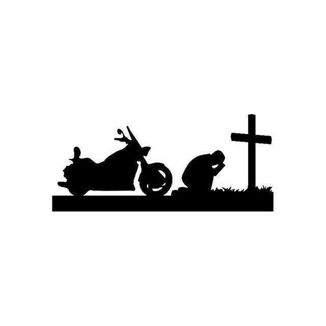 Christian Bikers Kneel At The Cross Auto - Wall Stickers In God's Service Store