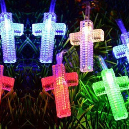 Christian Cross LED Multi-color String Lights In God's Service Store