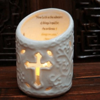 Christian Cross and Angel Candle Holders, In God's Service Store