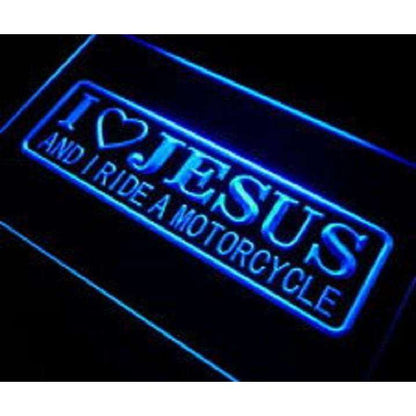 Christian I Love Jesus and I Ride a Motorcycle LED Neon Signs In God's Service Store