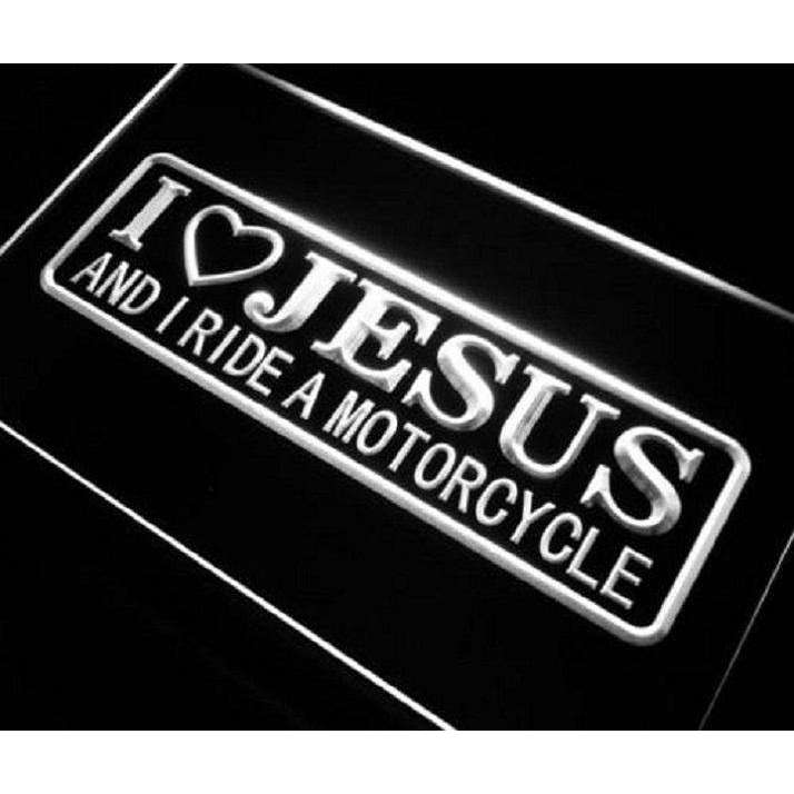 Christian I Love Jesus and I Ride a Motorcycle LED Neon Signs In God's Service Store