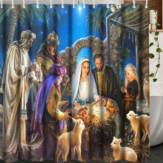 Christian Nativity Shower Curtains In God's Service Store