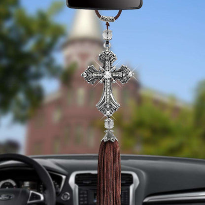 Christian Pendant Cross Rear View Mirror Hanging Ornaments In God's Service Store