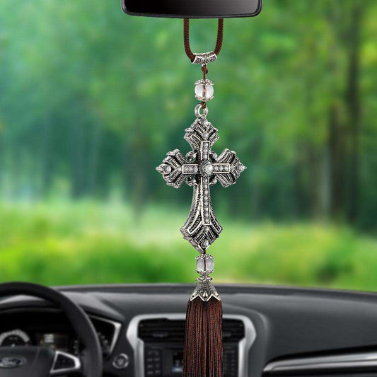 Christian Pendant Cross Rear View Mirror Hanging Ornaments In God's Service Store