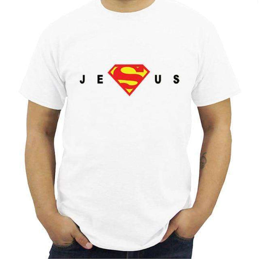 Christian Print Super Jesus T-shirts For Men & Boys In God's Service Store