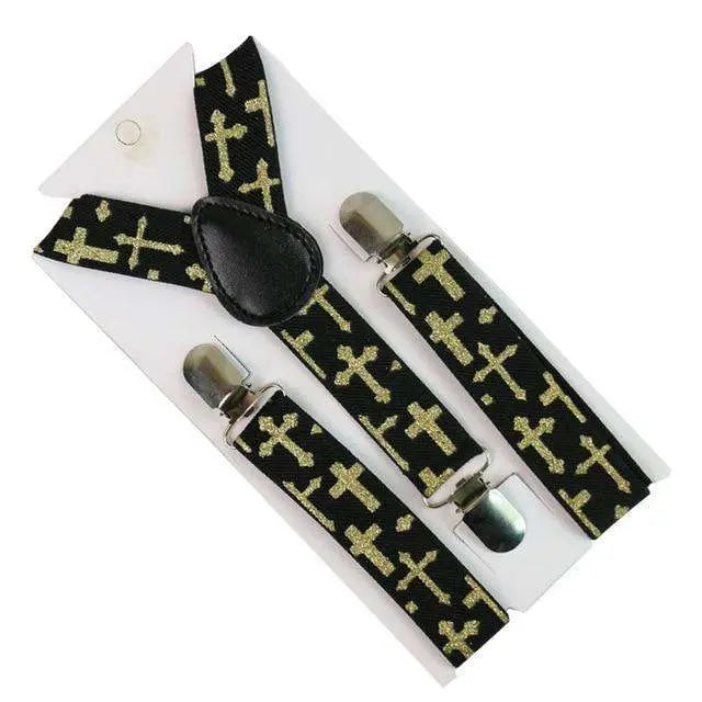 Christian Theme Cross Print Suspenders For Boys In God's Service Store