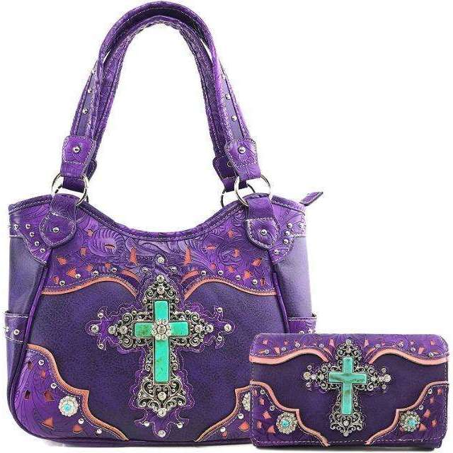 Cross Wings Alligator Skin Western Purses Handbags Women Shoulder Bag Wallet  Set | eBay