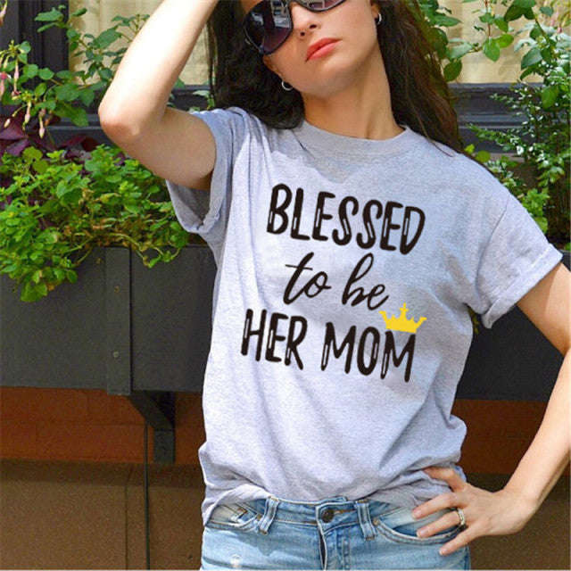 Christian print "blessed to be her mom and daughter" matching shirts In God's Service Store
