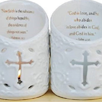 Christian Cross and Angel Candle Holders, In God's Service Store