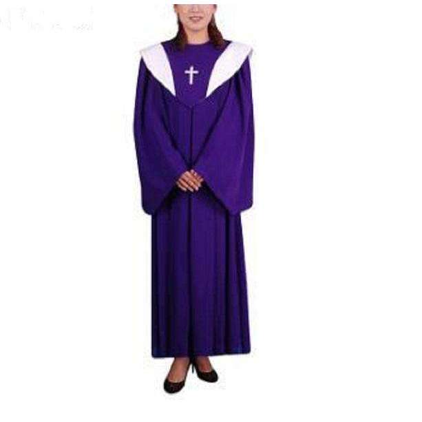 Cross Pattern Christian Church Choir Robes in Purple In God's Service Store