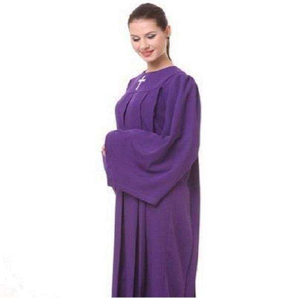 Cross Pattern Christian Church Choir Robes in Purple In God's Service Store