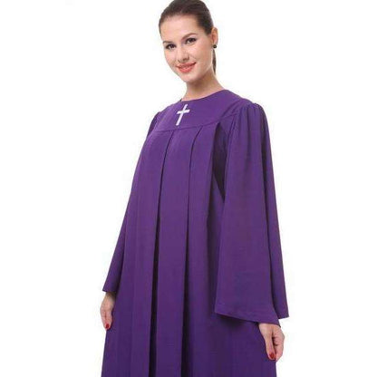Cross Pattern Christian Church Choir Robes in Purple In God's Service Store