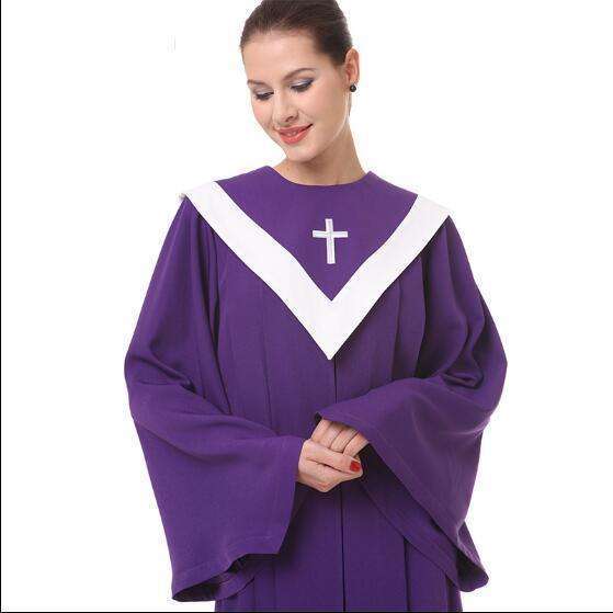 Cross Pattern Christian Church Choir Robes in Purple In God's Service Store