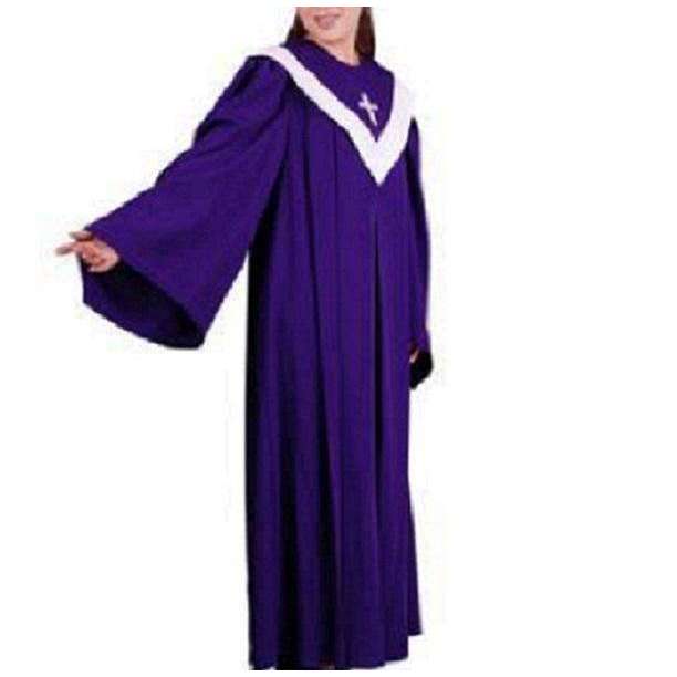 Cross Pattern Christian Church Choir Robes in Purple In God's Service Store