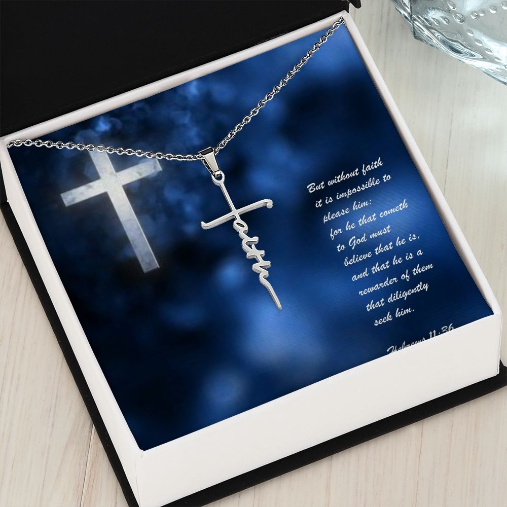 Faith Cross Necklace with Gift Box, In God's Service Store
