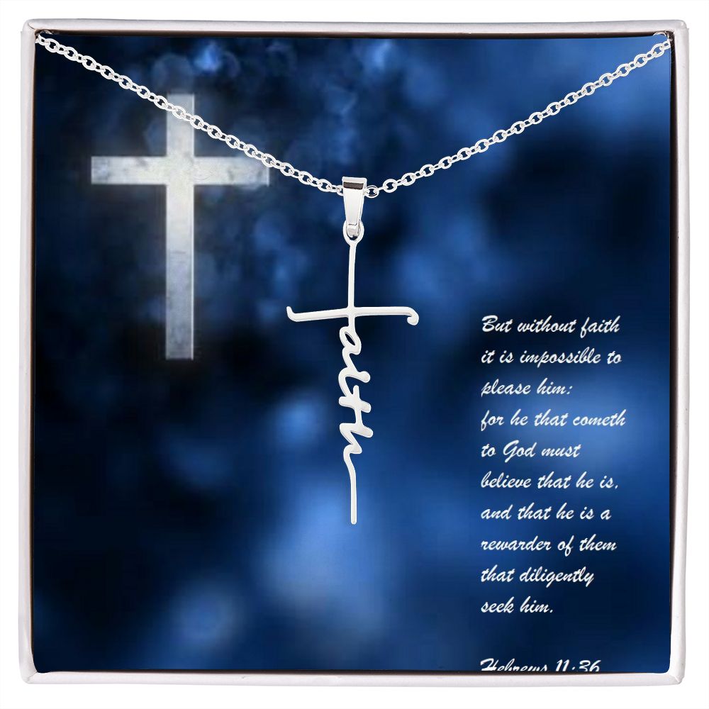 Faith Cross Necklace with Gift Box, In God's Service Store