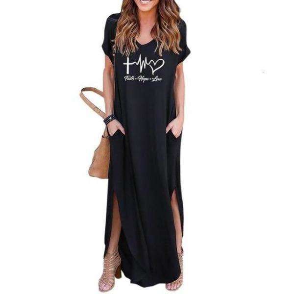 Faith Hope Love Full Length Slit Dresses In God's Service Store