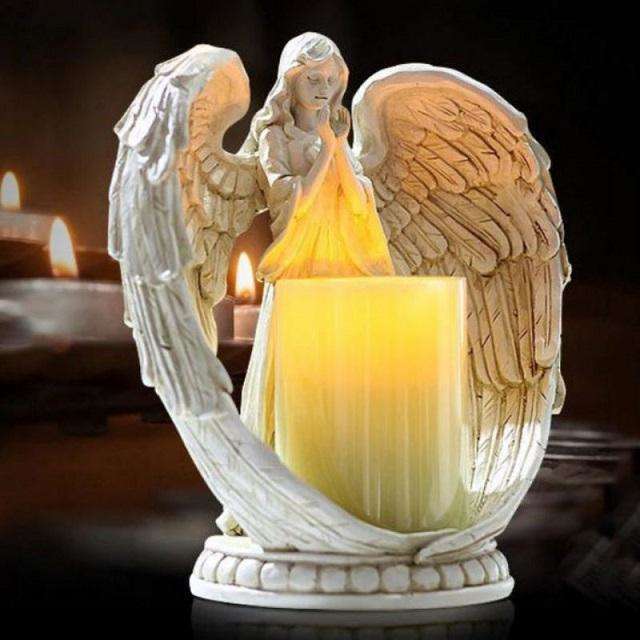 Flickering Flameless Angel Candles with Timer In God's Service Store