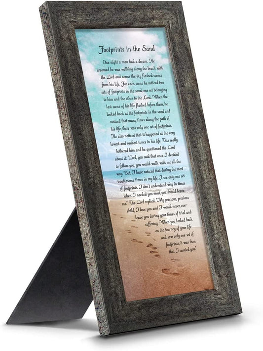 Footprints in The Sand Poem - Framed Wall Art In God's Service Store
