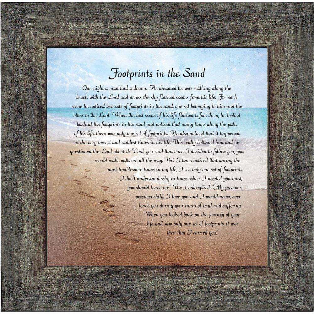 Footprints in The Sand Poem - Framed Wall Art – In God's Service Store
