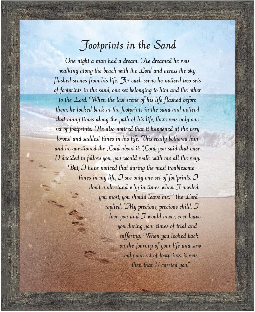 Footprints in The Sand Poem - Framed Wall Art – In God's Service Store