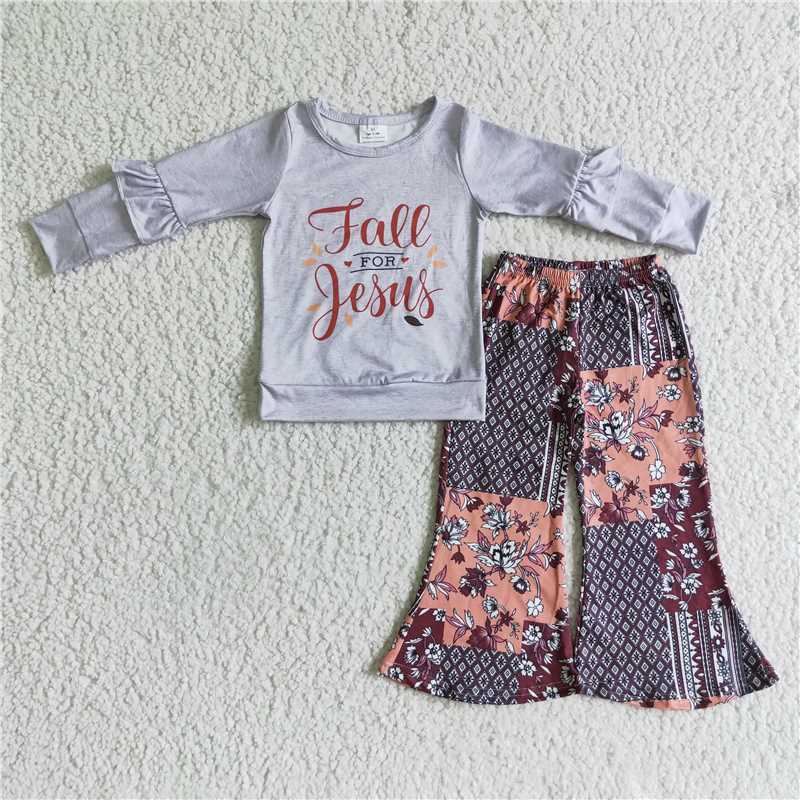 Lovin' Jesus Western Style Shirt and Pant Outfit Sets for Girls