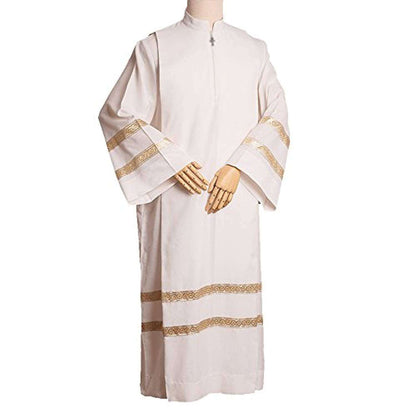Gold Band Design Pleated Albs - Cassocks Clerical Vestments In God's Service Store