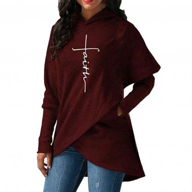 Faith Print Hooded Fashion Sweatshirts For Women, In God's Service Store