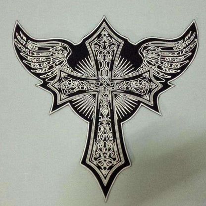 Huge Inspirational Winged Cross Embroidered Patches In God's Service Store
