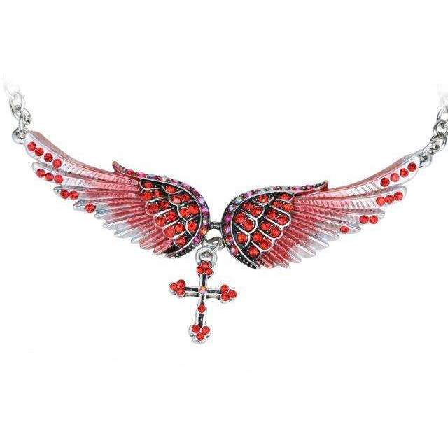 Inspirational Angel Wing Cross Pendant Necklace In God's Service Store