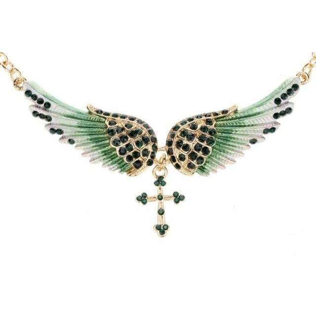 Inspirational Angel Wing Cross Pendant Necklace In God's Service Store