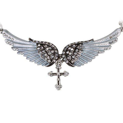 Inspirational Angel Wing Cross Pendant Necklace In God's Service Store