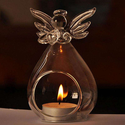 Inspirational Glass Angel Candle Holder In God's Service Store