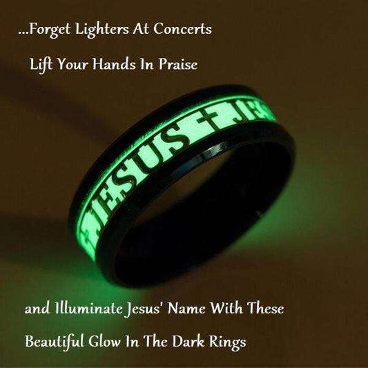 Inspirational Glow In The Dark Jesus Rings In God's Service Store