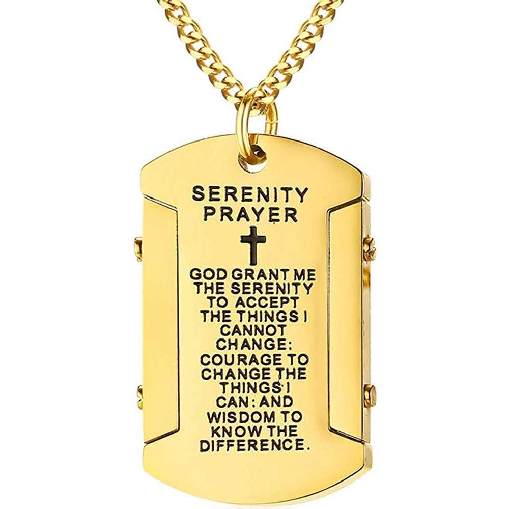 Inspirational Serenity Prayer Dog Tag Design Necklaces In God's Service Store