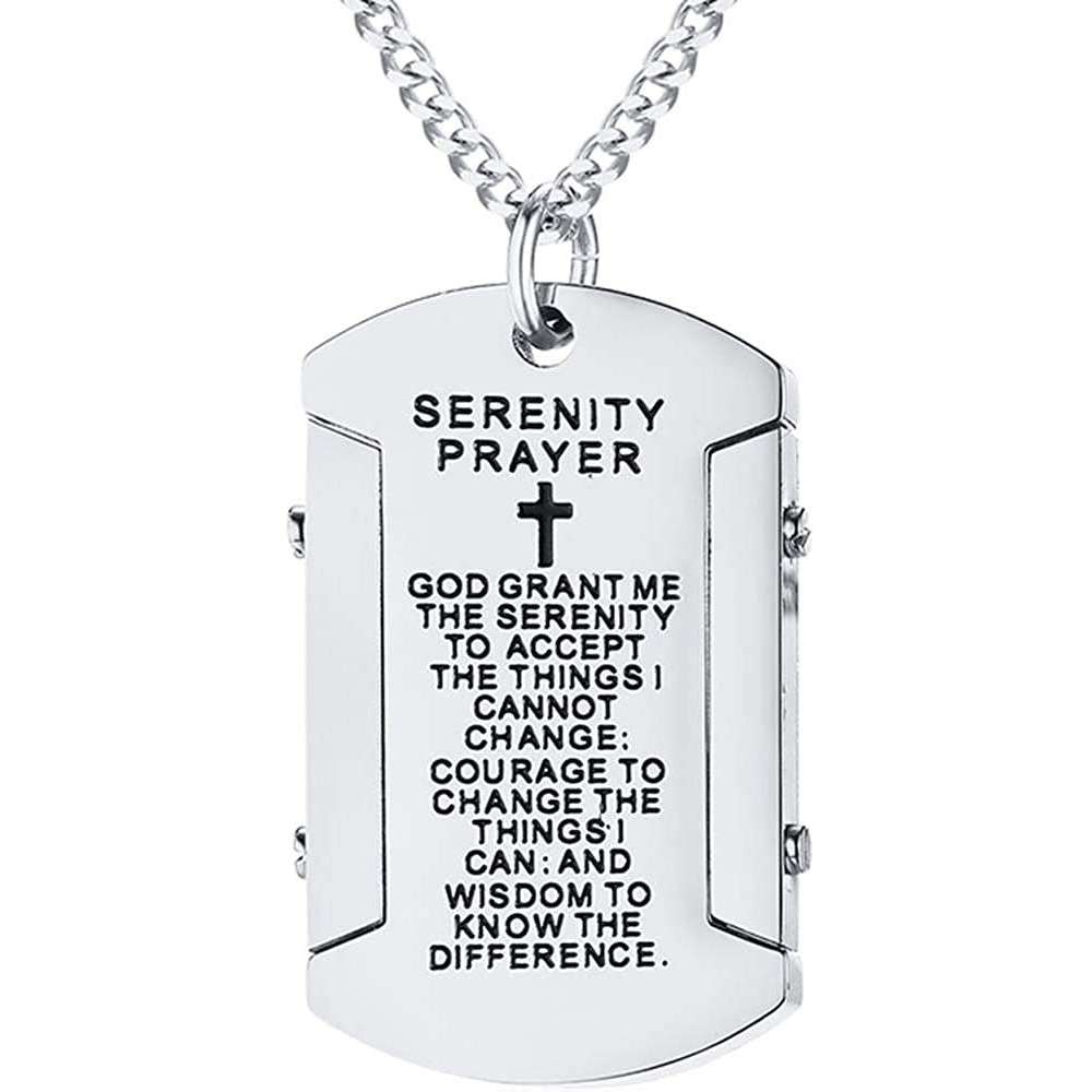 Inspirational Serenity Prayer Dog Tag Design Necklaces In God's Service Store