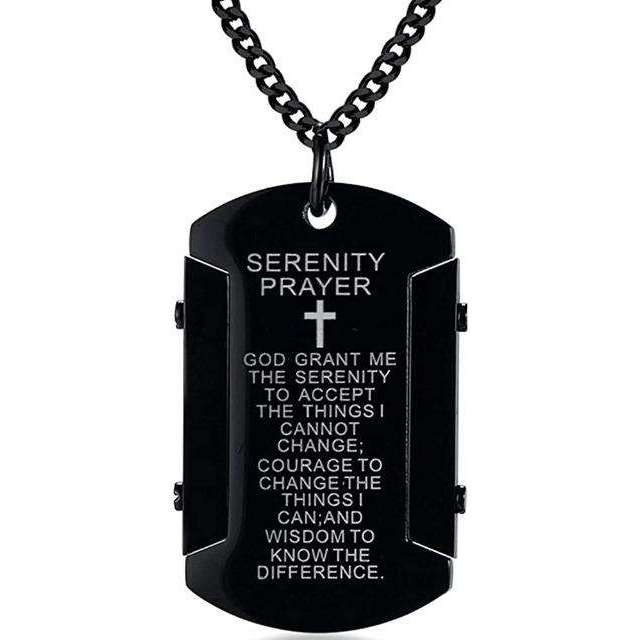 Inspirational Serenity Prayer Dog Tag Design Necklaces In God's Service Store